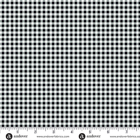 Ghostly Garden - Bitty Gingham Black by KP Creates for Andover