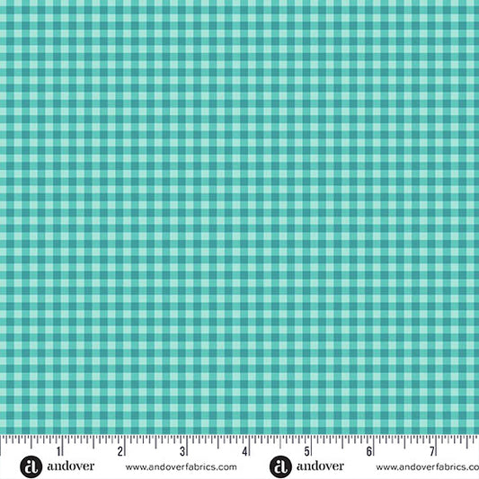Ghostly Garden - Bitty Gingham Aqua by KP Creates for Andover