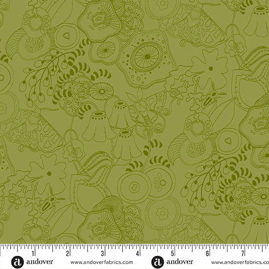 Color Camp - Grove by Alison Glass Tangle Muted Toad A-10420-G