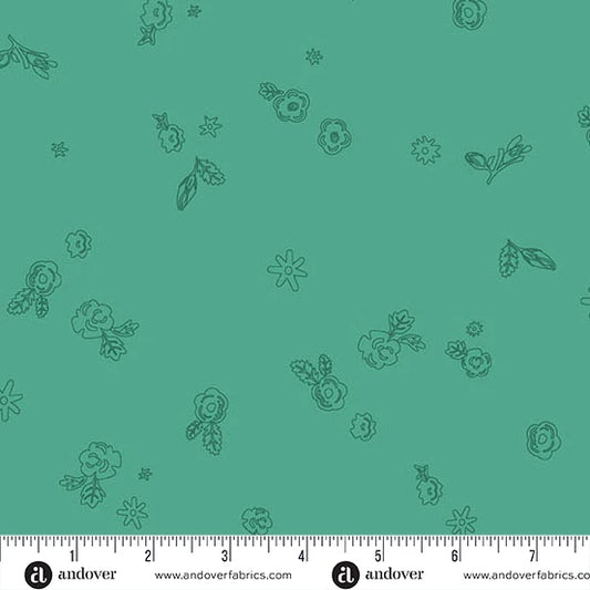 Color Camp - Grove by Alison Glass Sprig Muted Teal A-10425-T