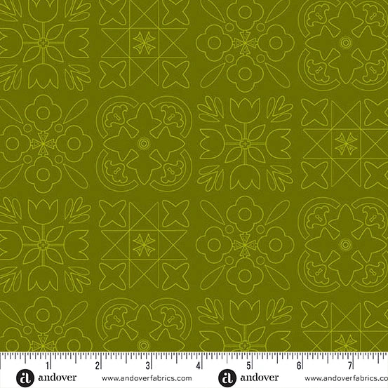 Color Camp - Grove by Alison Glass Bandana Dark Toad  A-10428-G
