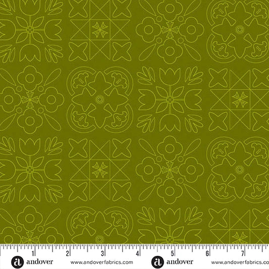 Color Camp - Grove by Alison Glass Bandana Dark Toad  A-10428-G