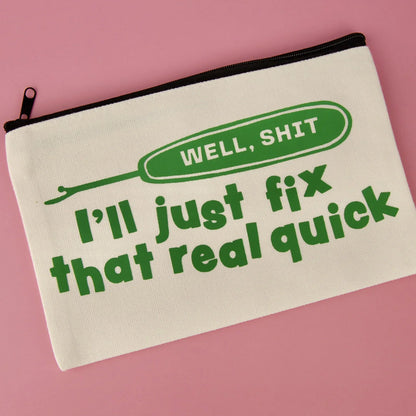 Well Shit Zipper Pouch in by Kati Cupcake