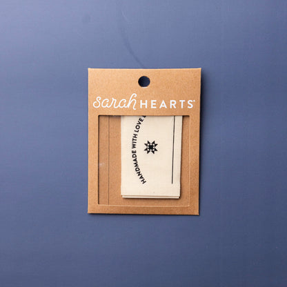 Handmade with Love By - Premium Organic Cotton Sew In Label - Sarah Hearts