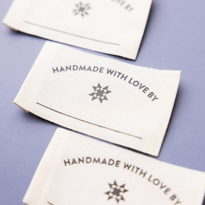 Handmade with Love By - Premium Organic Cotton Sew In Label - Sarah Hearts