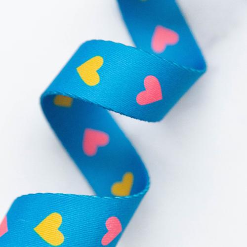1" Webbing Hearts in Bright Blue  by Melody Miller for Stitch Supply