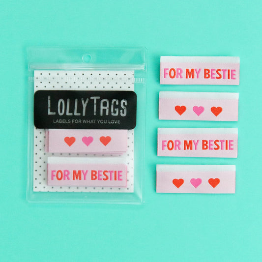 For My Bestie in Pink - Woven Sewing Labels by LollyTags