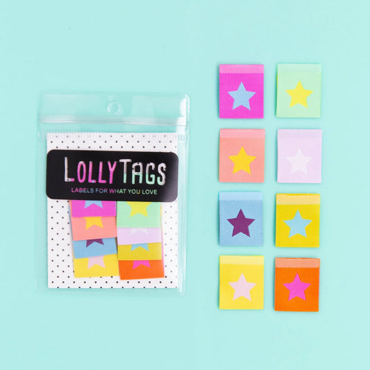 Neon Stars - Woven Sewing Labels by LollyTags