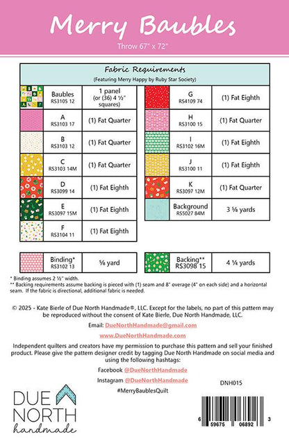 Merry Baubles Paper Pattern by Due North Hadmade