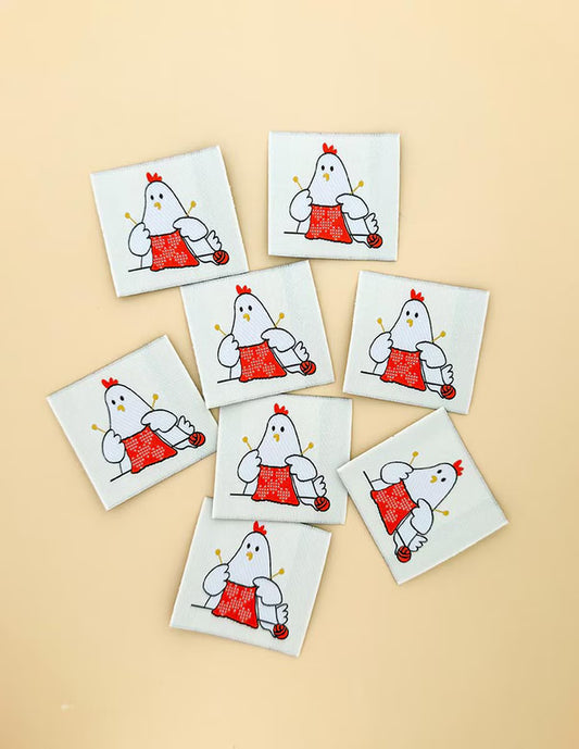 Knitting Hen Woven Labels by Minki Kim