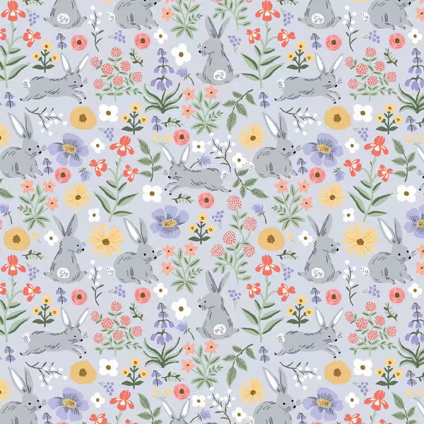 Easter II Bunny Floral in Blue - RP1508-BL4 - by Rifle Paper Co.