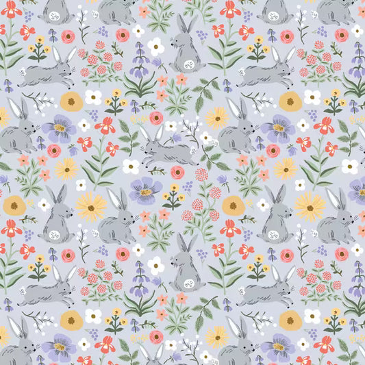 Easter II Bunny Floral in Blue - RP1508-BL4 - by Rifle Paper Co.