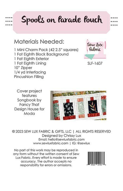 Spools on Parade Pouch Paper Pattern by Sew Lux