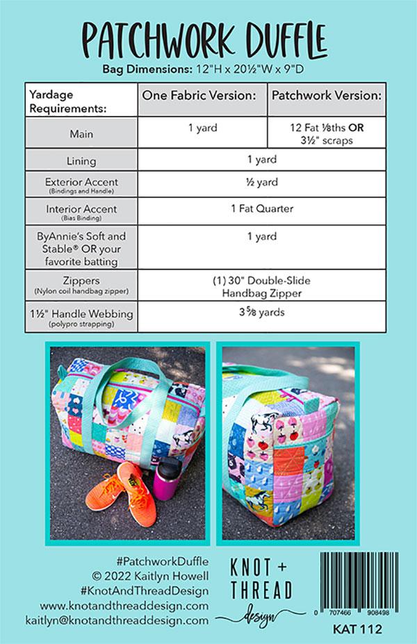 Patchwork Duffle Paper Pattern by Knot and Thread