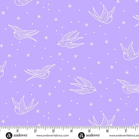 Perfect Day -Swallows Light Purple by Libs Elliott for Andover