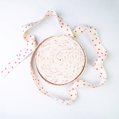 1.5" Pink on Natural Starry Webbing by Alexia Marcelle Abegg