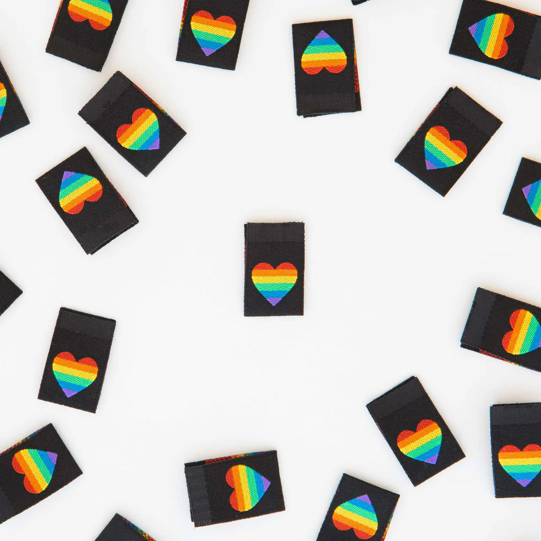 Rainbow Heart Woven Labels by Sarah Hearts