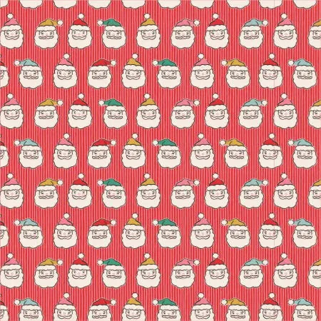 Oh What Fun Santa Heads Red by Elea Lutz for Poppie Cotton