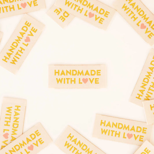 Handmade with Love Gold Woven Labels by Sarah Hearts
