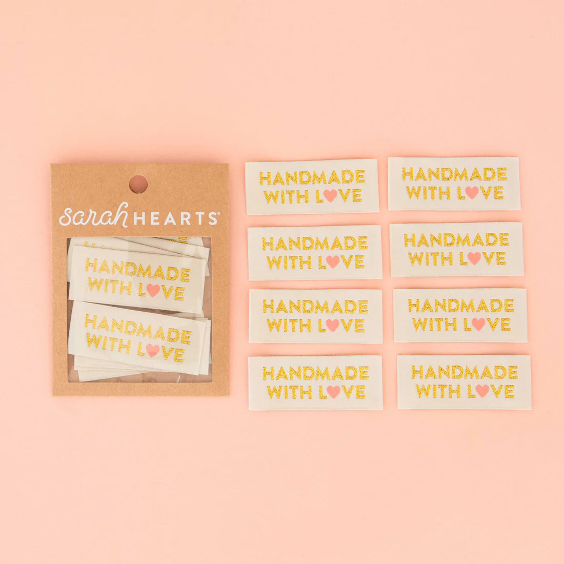 Handmade with Love Gold Woven Labels by Sarah Hearts