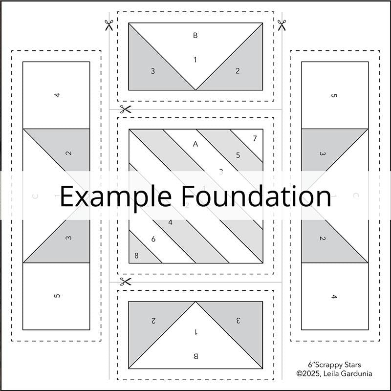 6" Scrappy Stars Foundation Paper Pad by Leila Gardunia Design