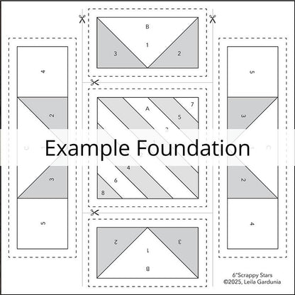 6" Scrappy Stars Foundation Paper Pad by Leila Gardunia Design