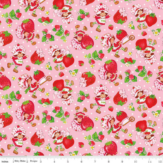 The World of Strawberry Shortcake Toss Pink by Riley Blake for Riley Blake C18561-PINK