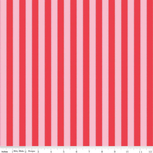 The World of Strawberry Shortcake Stripes Red by Riley Blake for Riley Blake C18565-RED
