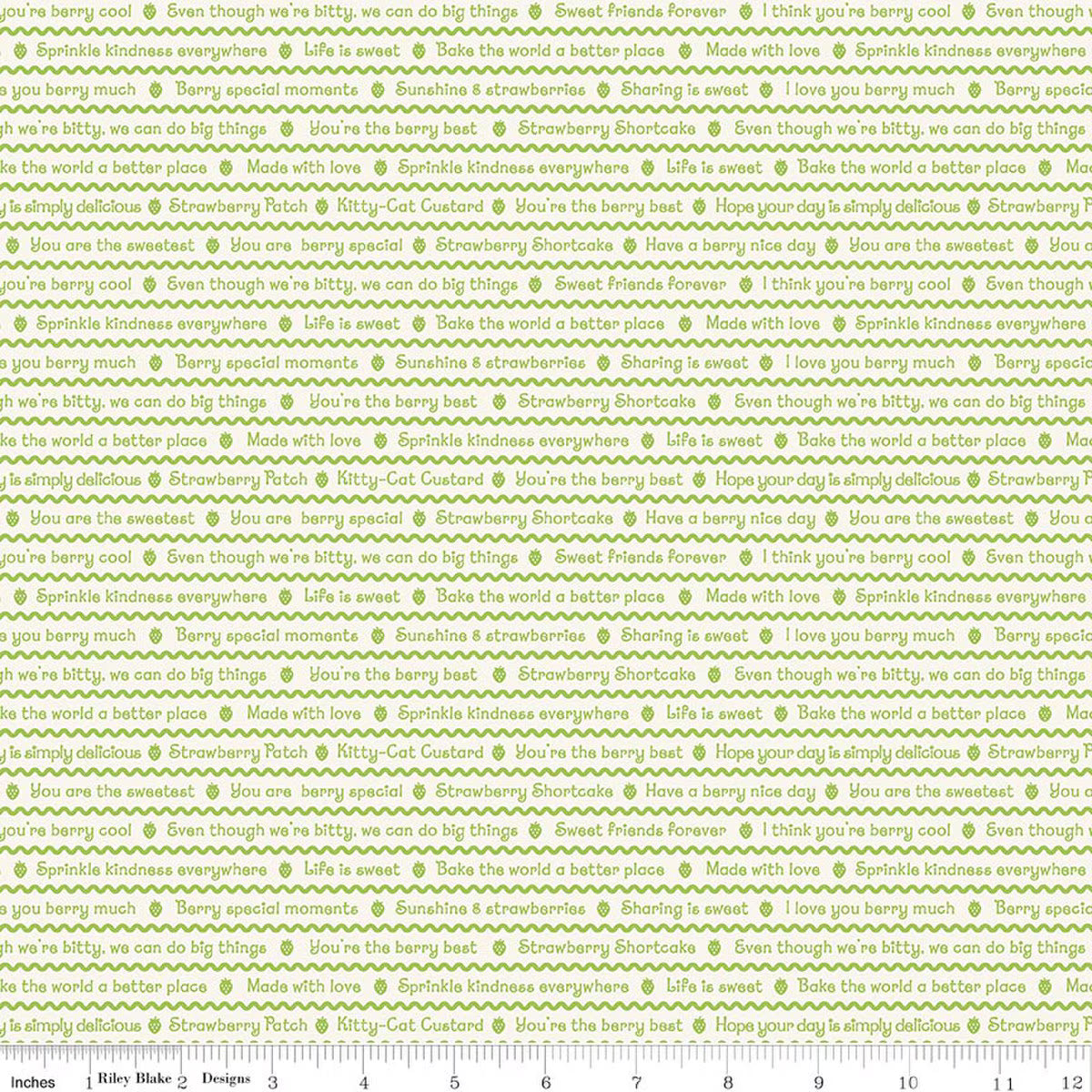 The World of Strawberry Shortcake Text Green by Riley Blake for Riley Blake C18563-GREEN