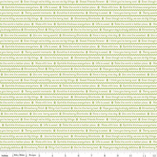 The World of Strawberry Shortcake Text Green by Riley Blake for Riley Blake C18563-GREEN