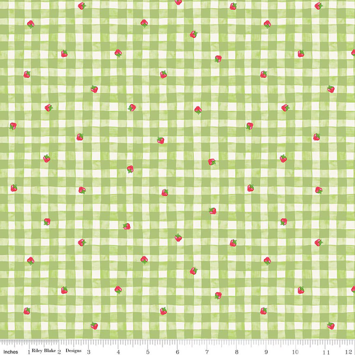 The World of Strawberry Shortcake Gingham Green by Riley Blake for Riley Blake C18562-GREEN