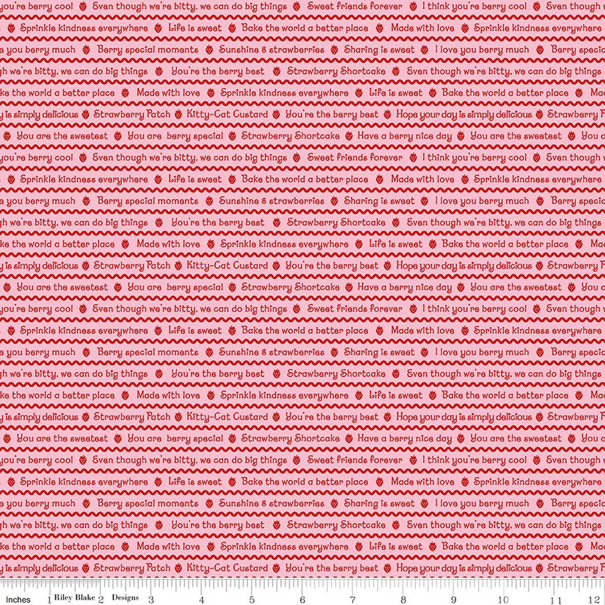 The World of Strawberry Shortcake Text Pink by Riley Blake for Riley Blake C18563-PINK