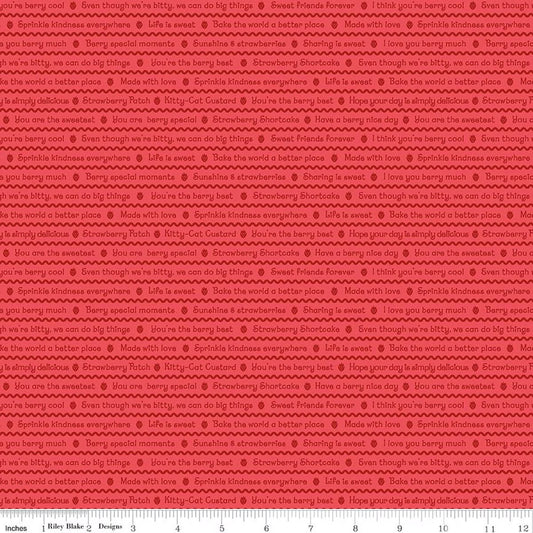 The World of Strawberry Shortcake Text Red by Riley Blake for Riley Blake C18563-RED