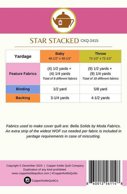 Star Stacked Paper Pattern by Copper Kettle Quilt Co