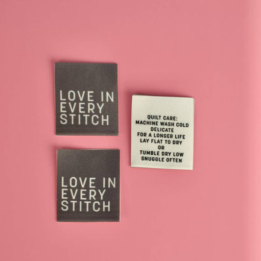 Love in Every Stitch Premium Satin Sew In Label (Gray) by Kati Cupcake