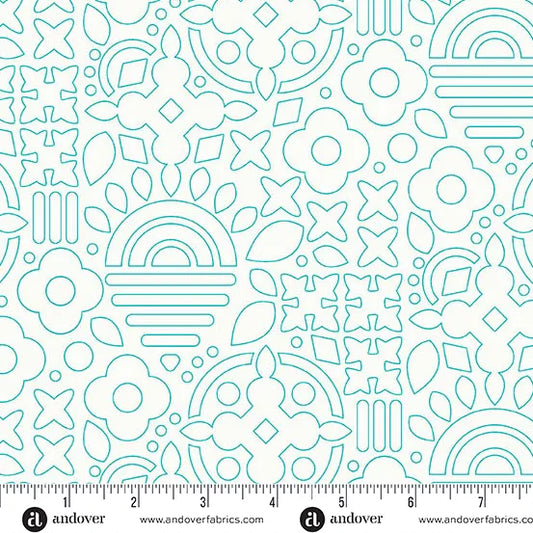 Sun Print Whisper Stencil in Teal by Alison Glass
