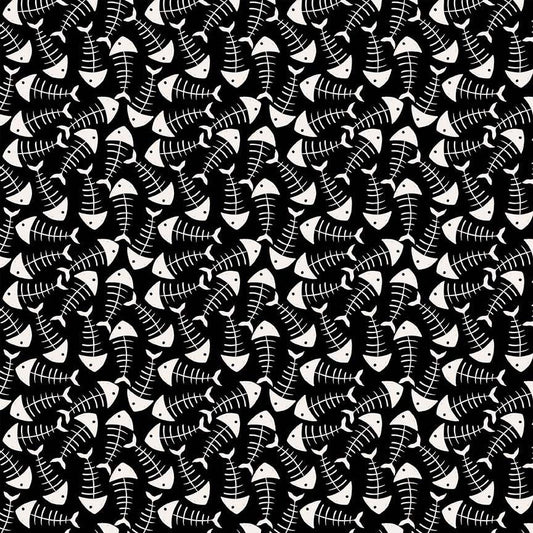 Are You Kitten Me - Fish Bones by Alice and Tilly for Timeless Treasures