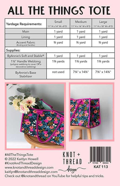 All The Things Tote Paper Pattern by Knot and Thread