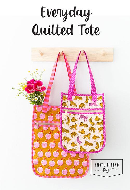 Everyday Quilted Tote Paper Pattern by Knot and Thread Design