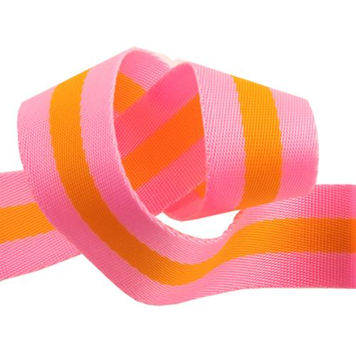 1.5" Tula Pink Webbing Pink/Orange by Renaissanve Ribbons and Trims