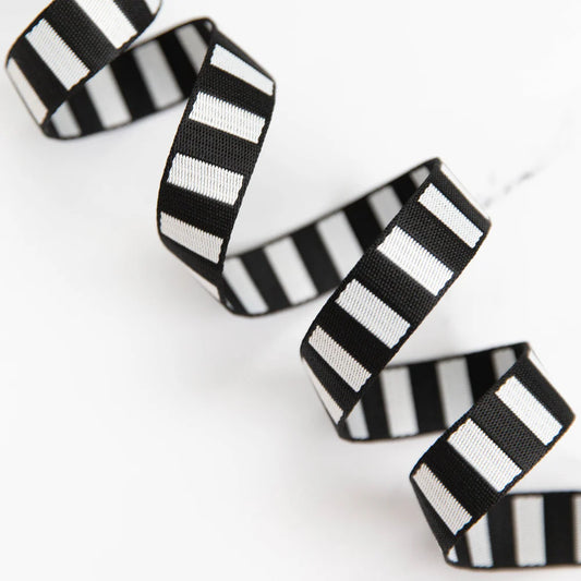 1" Bold Stripe Web Black/White  Webbing by Stitch Supply Co