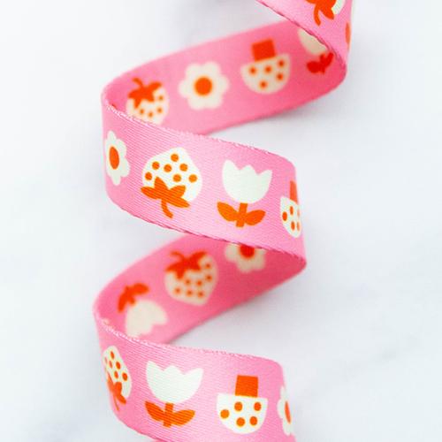 1" Webbing Strawbitties in Pink by Kimberly Kight for Stitch Supply