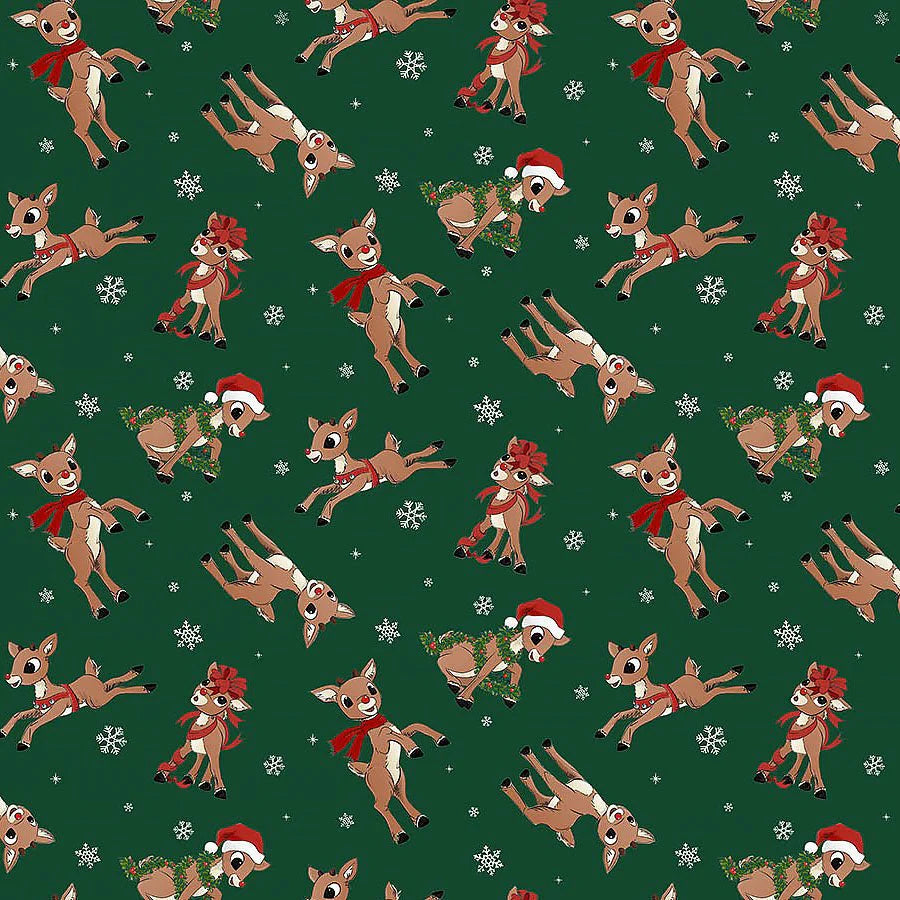 Rudolph The Red Nosed Reindeer - Rudolph Toss Dark Green by Northcott