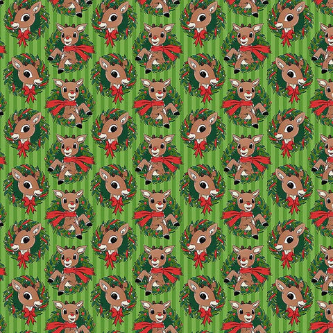 Rudolph The Red Nosed Reindeer - Rudolph Wreath Green by Northcott