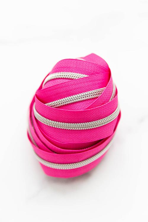 Zipper Tape Size #5 in Pop Pink by Knot and Thread