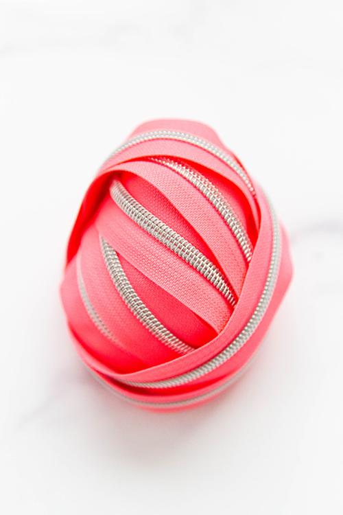 Zipper Tape Size #5 in Neon Flamingo by Knot and Thread