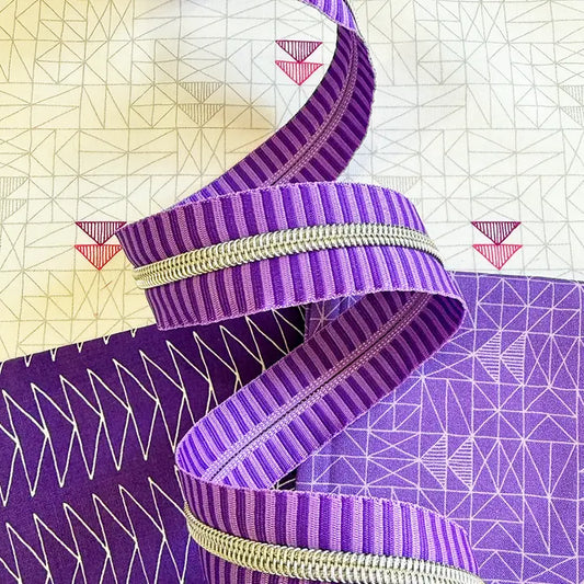 Sassafras Lane Purple Stripe Zipper Tape with Nickle Teeth | SASSKIT PURP