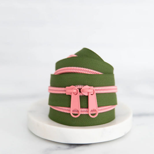 30" Zipper Olive Blossom SSCZ48 by Stitch Supply
